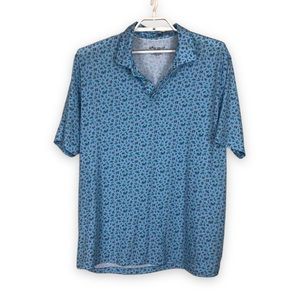 Peter Millar Men's Seaside Polo Shirt Blue Soft Stretch Size XL Sumer Pattern